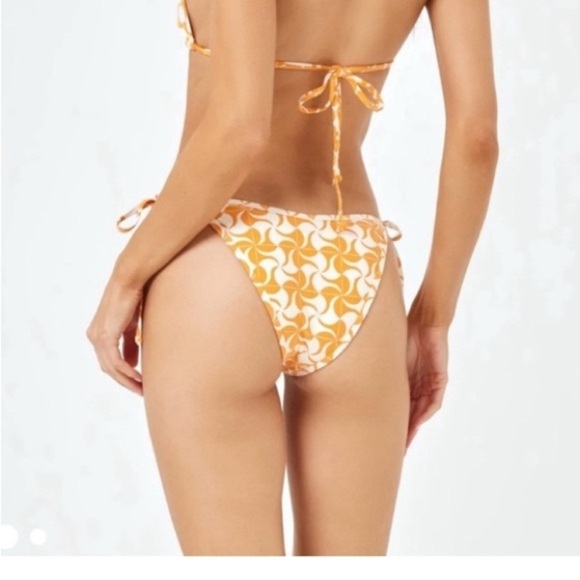 NWT L*Space Levy Classic Bikini Bottom Orange and White Patterned Womens Size L - Picture 11 of 11